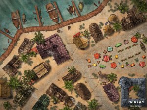 Port City [battlemap] from Angela Maps - 2 versions! [art]