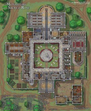 The Monastery of the Sacred Rose - 49x60 - 4 Level Battlemap - RC