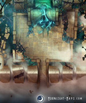 [OC] Become Indiana Jones with this map! End of Time Temple Battlemap is ready for exploration! [18x22]