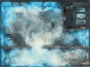 We can survive the blizzard in here! Look, there is even a nice fire burning and strong sturdy doors!