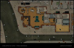 I wonder what kind of useful loot we might find in this abandoned police station! - A day at the city center - Police Station - 4 Level - abandoned variant [32x21] + Floorplan Handouts