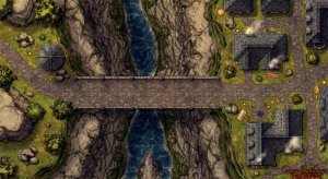 Bridge to Winestead 55x30 battle map (2 versions - interior & exterior)