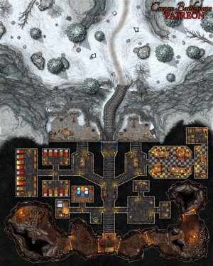 Mountain Mine Fort 40x50 battle map - Winter Version