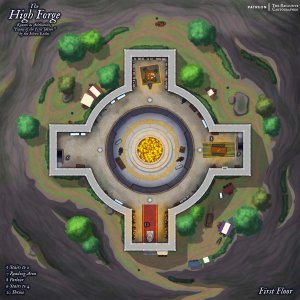 High Forge - Dungeon Map - RC - 48x48 - Drawn in Procreate and PS