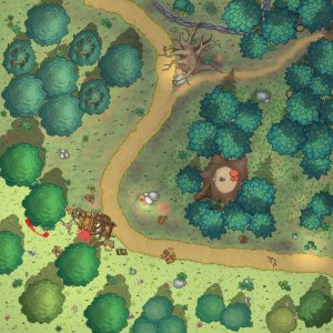 A gloomy forest road - DnD map