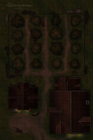 Free Apple Orchard Battlemap 20x30 Day/Night, Autumn, Basic, Horror Versions