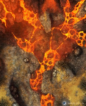 [OC] Trogdor would love this battle map! Fire Demon Hunting Ground ready to burninate the party! [18x22]