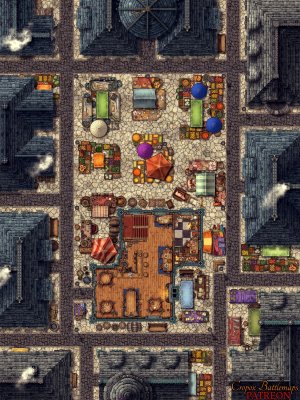 Market Tavern 23x30 battle map (2 versions - interior & exterior)