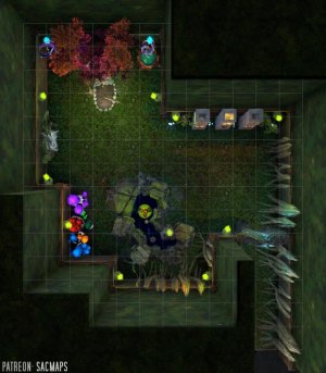 Druid's Grave (14x16) - a site for your players to venerate in exchange for a blessing, or merely a grave-robbing opportunity? (Free light & dark maps, plus over 1,200 other free maps!)