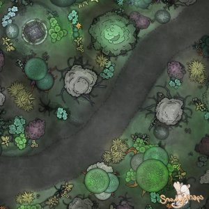 [25x25] Pathway through Alien Woods Green Wood
