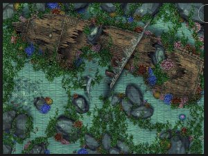 [FREE] Sunken Pirate Ship — 30×23 Underwater Battle Map