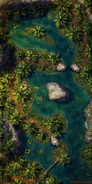 Tropical Jungle Pack (4 maps day & night) by MapleMapsDnD | [Battle Map] [No AI] [OC] [Art]