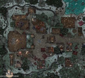 [55x50] Winter Logging Town