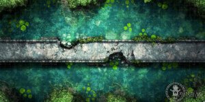 Bridge Through the Marshes 40x20 Battlemap by Runebear Cartography