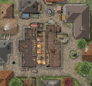 [OC] Squeezed Eel Inn, a 4-Level Dense Urban Tavern & Underground Maze [30x28]