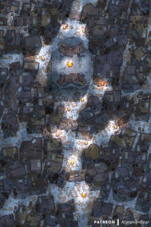 A slum and nightly riots with barricades [40x60]