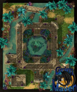 "Reclaimed Temple" (27x32) the desert tried to claim it. Something else claimed it first.