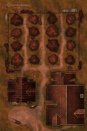 Free Apple Orchard Battlemap 20x30 Day/Night, Autumn, Basic, Horror Versions