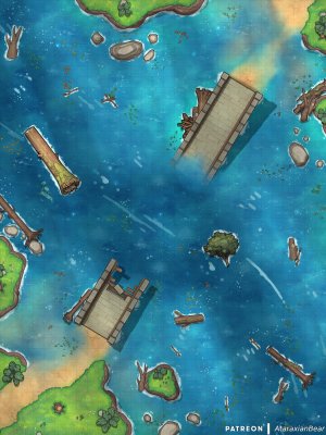 A flood inundates the region: Five matching battle maps