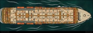 a day on the cruise ship - multi level map (deck -1 to deck 3 as abandoned variant & deck 4 to 7 + roof as modern variant) + floorplan handouts [99x35]