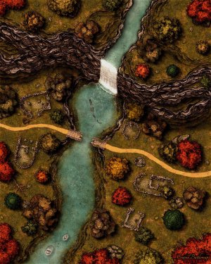 Forgotten Village Falls 40x50 battle map