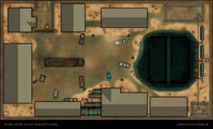 a day at the secret research facility – ground floor [desert variant] [48x29] [abandoned version] + roof + floorplan