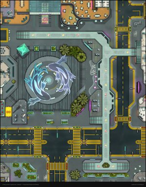 a day at the Cyberpunk-y Streets - Part 1: The Corporate Street & Plaza [60x75]