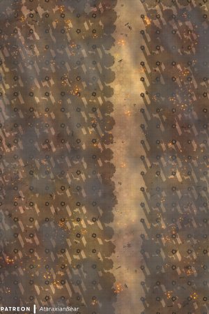 A path through the tree plantation (and then suddenly it's ablaze) [40x60]