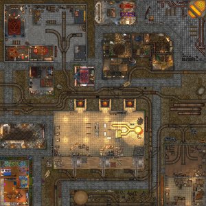 [OC] The Cinderbelt District - 50x50 Industrial Battle Map (Roll20 Ready)