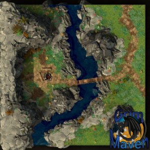 "Sheltered camp"(32x32) does the rock protect you or your quarry? Either way approach wisely!