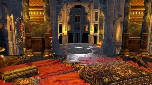 "The palace unfolds around you like a promise – opulent, inviting, immaculate. ... This should concern you." -- Hell Palace - throne room ('Aula Numine'), 50x30