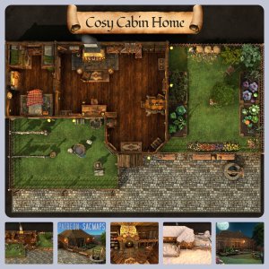 Your murderhobos will leave this flammable cabin full of innocent country folk alone, right? Right? Cosy Cabin Home (23x16) - free day & night maps, plus hundreds more free!