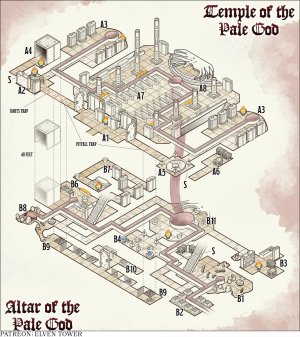 Maps 809-810-811 --- Temple and Altar of the Pale God - Isometric View of both top-view dungeons included.