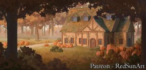 The Autumnal Tavern with Scene Art [84x79]