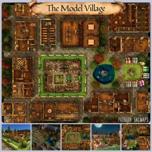 Today is my 4 year mapmaking anniversary, so here's a full free HUGE map pack for everyone! THE MODEL VILLAGE (60x50 Multilevel) - 28 buildings, 3 multilevel variants, 45 map files, 524 (!) first person walkthrough / flyover pics + videos, VTT import data