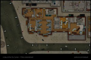 I wonder what kind of useful loot we might find in this abandoned police station! - A day at the city center - Police Station - 4 Level - abandoned variant [32x21] + Floorplan Handouts