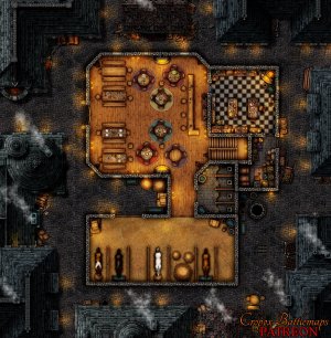 The Smiling Bear Tavern 25x25 battle map - 2 maps (ground floor & First floor)