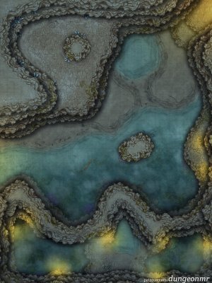 Tide‑Hollow Cavern (30×40) — Coastal Cave Battlemap