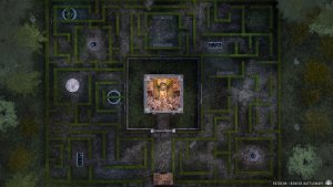 Manor's Maze | [Animated Battlemap] [32x18] [120px per Square] [Gridless] [3D Rendered] [OC] | Beneos Battlemaps