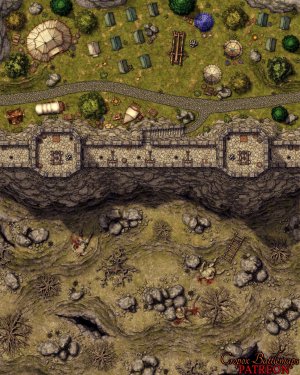 The Great Wall 40x50 battle map and scene (Cropox Battlemaps & Red Sun Art)