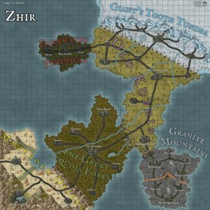 Map for my vehicle based 5.5e game. The world and continent of Zhir.
