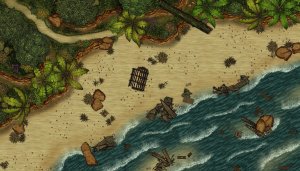 Rather quick and dirty map of a shipwreck scene for an upcoming one-shot. Any opinions? (made with dungeondraft)