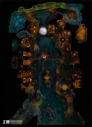 Jadevale [70x50] - hidden village at the end of canyon