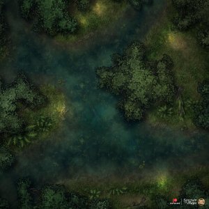 Lush Swamp - Night - 20x20