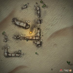 Desert Dunes - Night - Ruins - 20x20