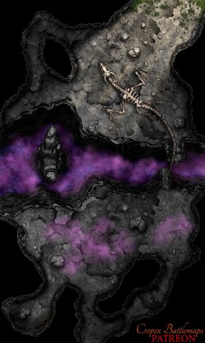 Slain Dragon's Lair 30x50 battle map (2 variations)