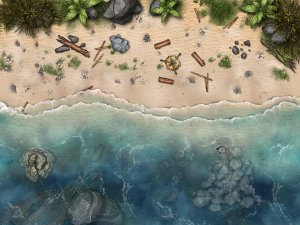 Small D&D beach map for short rest