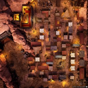 Fort Knucklebon's Market Arcade | [Animated Battlemap] [40x40] [100px per Square] [Gridless] [3D Rendered] [OC] | Beneos Battlemaps