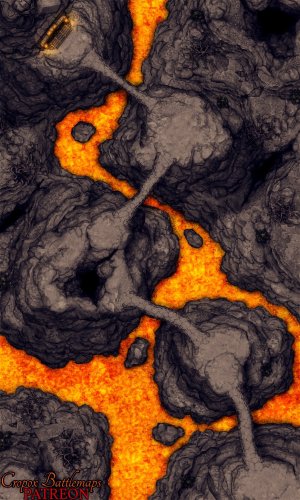 Mountain Gate Crossing 30x50 battle map (2 variations - river & lava)