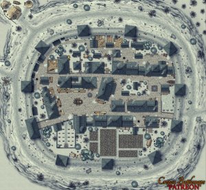 Fortified Medieval Town 78x72 battle map (winter & summer variants)